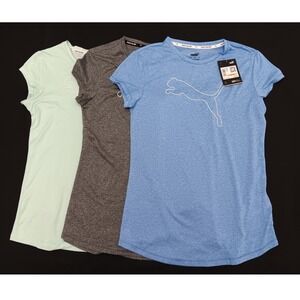 Set of 3 Puma Women's DryCell Activewear Tees Blue Logo Shirts Small One NEW